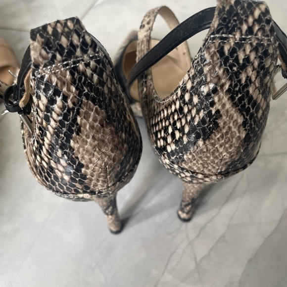Like new Nine West Snake Skin/Black Ankle Wrap Heels - Picture 3 of 3